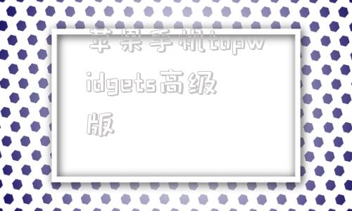 关于苹果手机topwidgets高级版的信息
